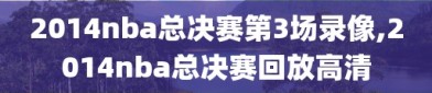 2014nba总决赛第3场录像,2014nba总决赛回放高清