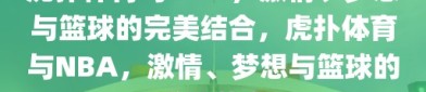 虎扑体育与NBA，激情、梦想与篮球的完美结合，虎扑体育与NBA，激情、梦想与篮球的碰撞艺术