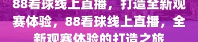 88看球线上直播，打造全新观赛体验，88看球线上直播，全新观赛体验的打造之旅