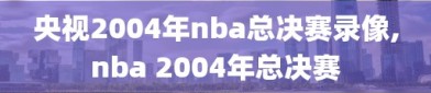 央视2004年nba总决赛录像,nba 2004年总决赛