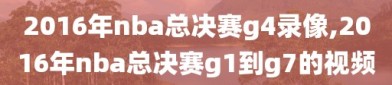 2016年nba总决赛g4录像,2016年nba总决赛g1到g7的视频