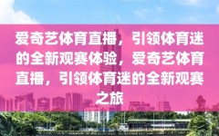 爱奇艺体育直播，引领体育迷的全新观赛体验，爱奇艺体育直播，引领体育迷的全新观赛之旅