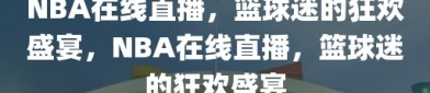 NBA在线直播，篮球迷的狂欢盛宴，NBA在线直播，篮球迷的狂欢盛宴