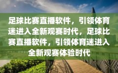 足球比赛直播软件，引领体育迷进入全新观赛时代，足球比赛直播软件，引领体育迷进入全新观赛体验时代