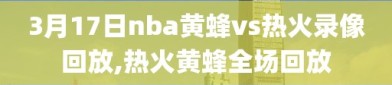 3月17日nba黄蜂vs热火录像回放,热火黄蜂全场回放