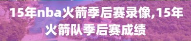 15年nba火箭季后赛录像,15年火箭队季后赛成绩