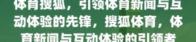 体育搜狐，引领体育新闻与互动体验的先锋，搜狐体育，体育新闻与互动体验的引领者