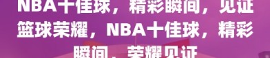 NBA十佳球，精彩瞬间，见证篮球荣耀，NBA十佳球，精彩瞬间，荣耀见证