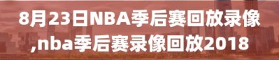 8月23日NBA季后赛回放录像,nba季后赛录像回放2018