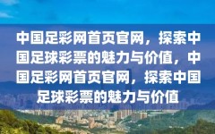 中国足彩网首页官网，探索中国足球彩票的魅力与价值，中国足彩网首页官网，探索中国足球彩票的魅力与价值