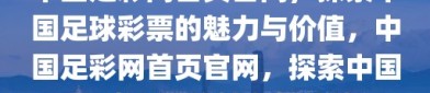 中国足彩网首页官网，探索中国足球彩票的魅力与价值，中国足彩网首页官网，探索中国足球彩票的魅力与价值