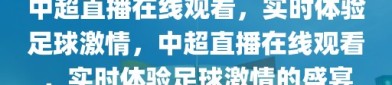 中超直播在线观看，实时体验足球激情，中超直播在线观看，实时体验足球激情的盛宴