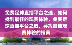 免费足球直播平台之选，如何找到最佳的观赛体验，免费足球直播平台之选，寻找最佳观赛体验的指南