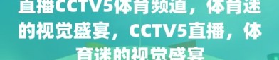 直播CCTV5体育频道，体育迷的视觉盛宴，CCTV5直播，体育迷的视觉盛宴